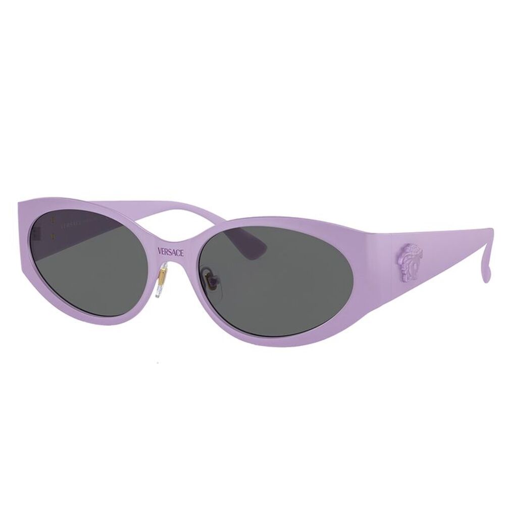 Versace VE 2263 150287 Violet Plastic Oval Sunglasses Dark Grey Solid Color Lens